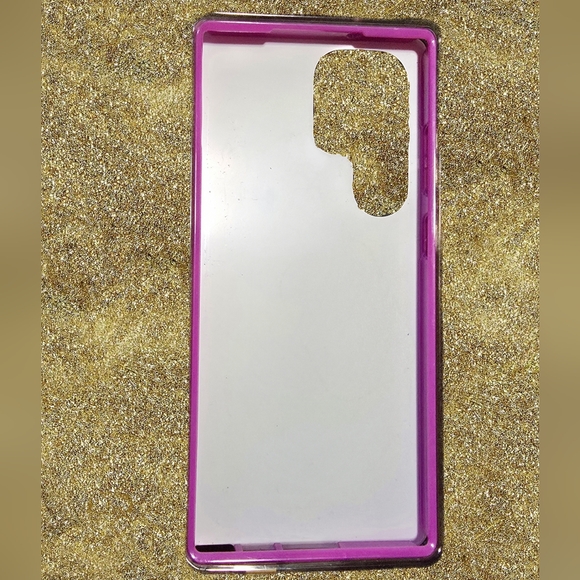 Samsung 23Ultra Dual-Layer Pink & Gold Marble Phone Case-Used - Picture 3 of 3